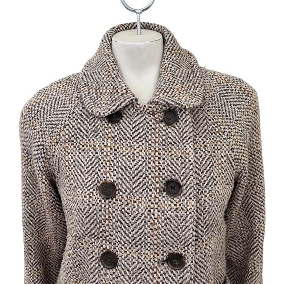 J.CREW 60s Inspired Wool Blend Double Breasted Tweed Swing Coat SZ 8 - Picture 2 of 12